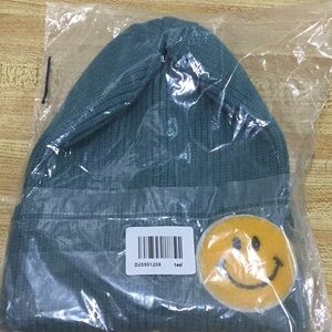 Teal Beanie with Smiley Patch NEW